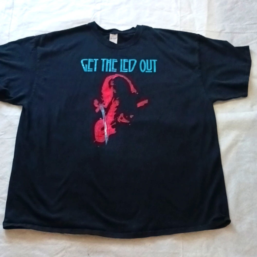 Led Zepplin Tee Shirt Get The Led Out. 2XL Black Red Mens or Womens. Pre owned